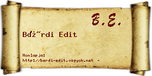 Bérdi Edit névjegykártya